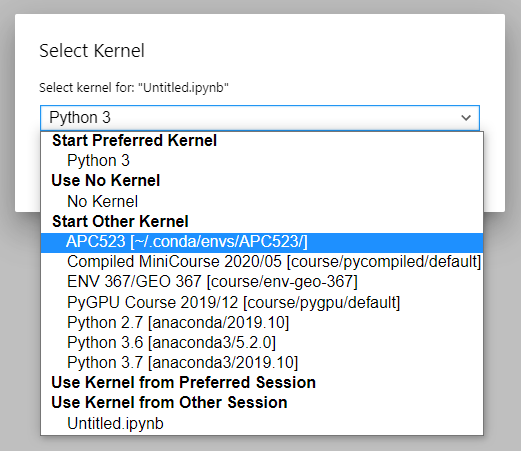 `jupyterlab` change current notebook kernel